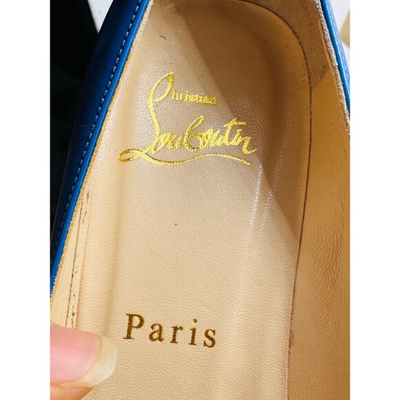 CHRISTIAN LOUBOUTIN  Classic Patent Blue Shelley 90 Pumps  size EU 36 - Picture 5 of 11